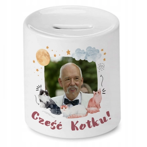 Skarbonka Janusz Korwin Mikke na Prezent z Nadrukiem ze Zdjęciem