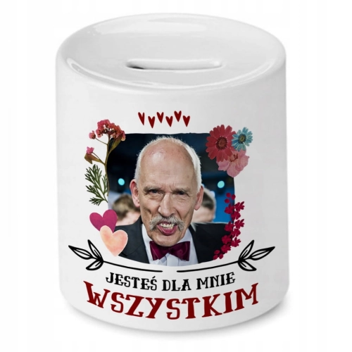 Skarbonka Janusz Korwin Mikke na Prezent z Nadrukiem ze Zdjęciem