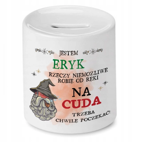 Skarbonka Dla Eryka na Urodziny Imieniny Prezent z Nadrukiem ze Zdjęciem