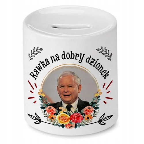 Skarbonka Jarosław Kaczyński na urodziny Prezent z Nadrukiem ze Zdjęciem