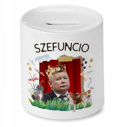 Skarbonka Jarosław Kaczyński na urodziny Prezent z Nadrukiem ze Zdjęciem