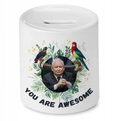 Skarbonka Jarosław Kaczyński na urodziny Prezent z Nadrukiem ze Zdjęciem