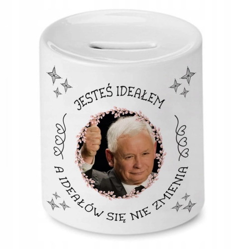 Skarbonka Jarosław Kaczyński na urodziny Prezent z Nadrukiem ze Zdjęciem