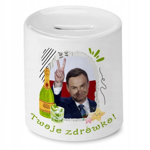 Skarbonka Andrzej Duda Prezydent PiS Na Prezent z Nadrukiem ze Zdjęciem