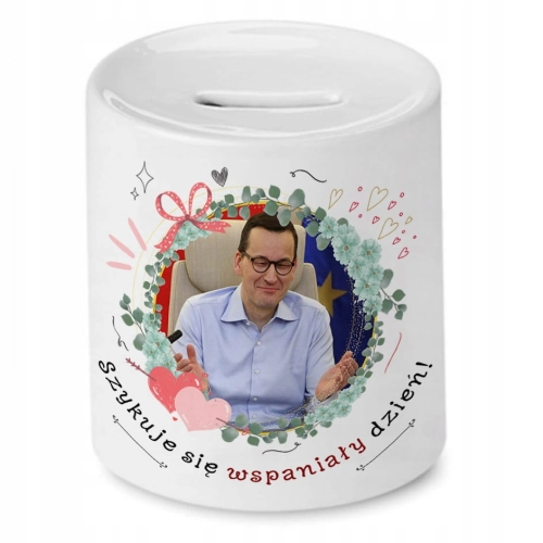 Skarbonka Mateusz Morawiecki na Urodziny Prezent z Nadrukiem ze Zdjęciem