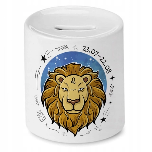 Skarbonka Lew Znaki Zodiaku Horoskop Prezent z Nadrukiem ze Zdjęciem