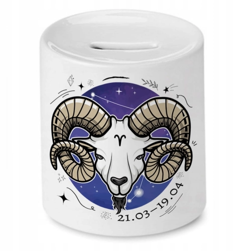 Skarbonka Baran Znaki Zodiaku Horoskop Prezent z Nadrukiem ze Zdjęciem