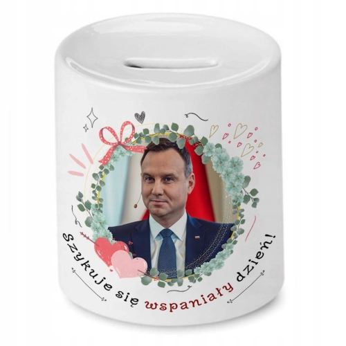 Skarbonka Andrzej Duda Prezydent PiS Na Prezent z Nadrukiem ze Zdjęciem