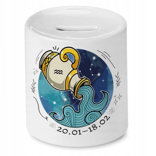 Skarbonka Wodnik Znaki Zodiaku Horoskop Prezent z Nadrukiem ze Zdjęciem