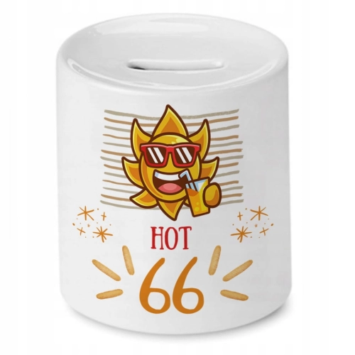 Skarbonka na Urodziny 66 66te 66-te na Prezent z Nadrukiem ze Zdjęciem