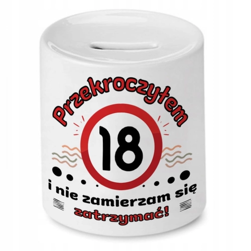 Skarbonka na Urodziny 18 18te 18-te na Prezent z Nadrukiem ze Zdjęciem