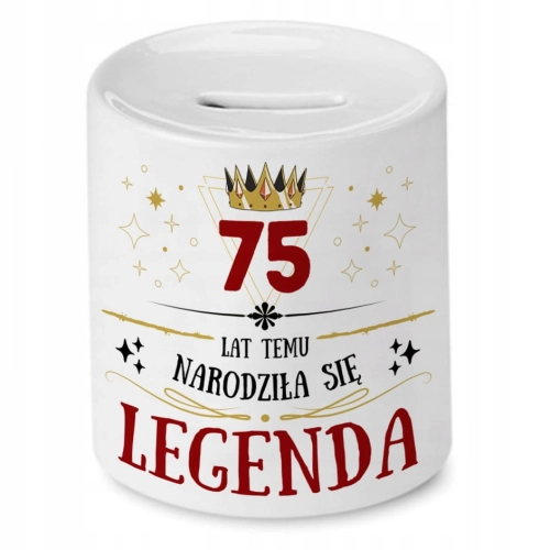 Skarbonka na Urodziny 75 75te 75-te na Prezent z Nadrukiem ze Zdjęciem