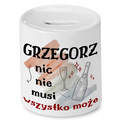 Skarbonka Dla Grzegorza na Urodziny na Prezent z Nadrukiem ze Zdjęciem