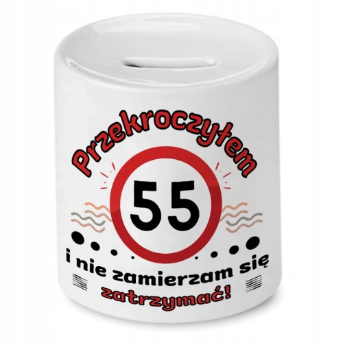 Skarbonka na Urodziny 55 55te 55-te na Prezent z Nadrukiem ze Zdjęciem