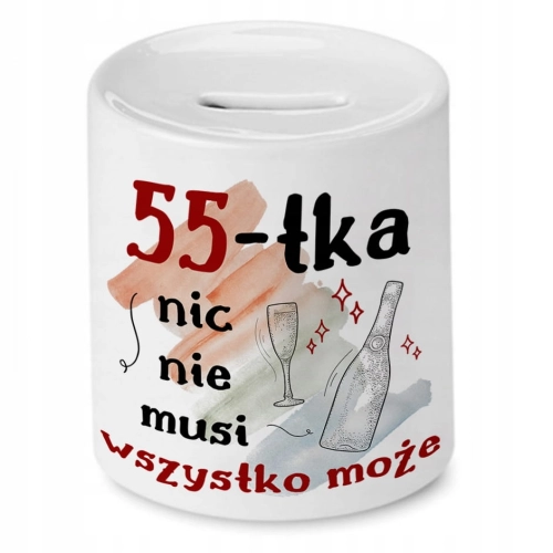 Skarbonka na Urodziny 55 55te 55-te na Prezent z Nadrukiem ze Zdjęciem