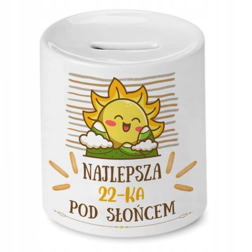 Skarbonka na Urodziny 22 22te 22-te na Prezent z Nadrukiem ze Zdjęciem