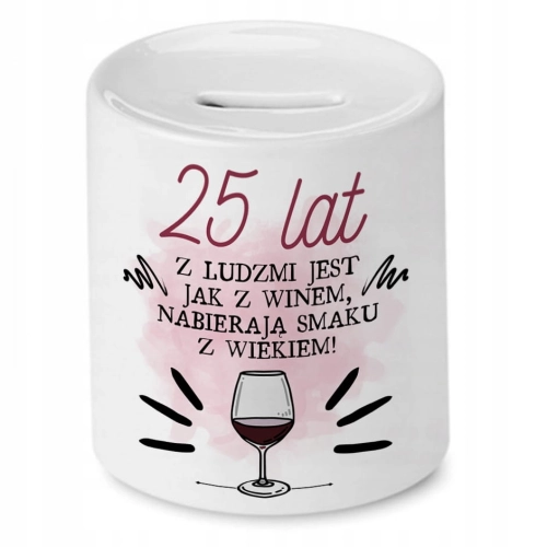 Skarbonka na Urodziny 25 25te 25-te na Prezent z Nadrukiem ze Zdjęciem
