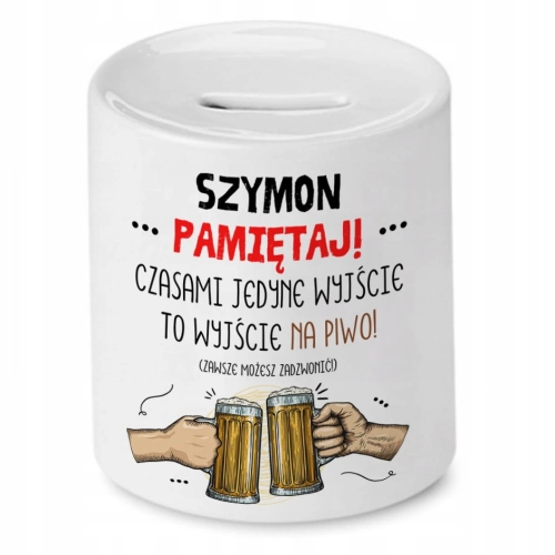 Skarbonka Dla Szymona na Urodziny Idealny Prezent z Nadrukiem ze Zdjęciem
