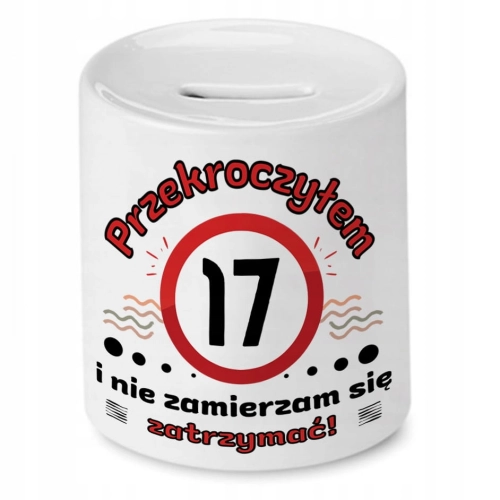 Skarbonka na Urodziny 17 17te 17-te na Prezent z Nadrukiem ze Zdjęciem