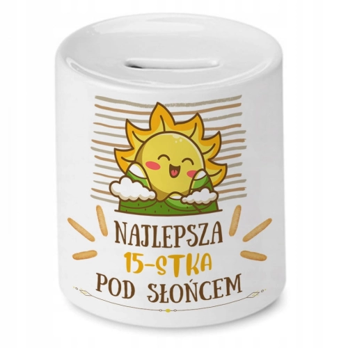 Skarbonka na Urodziny 15 15te 15-te na Prezent z Nadrukiem ze Zdjęciem