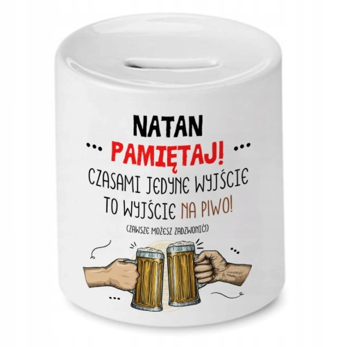 Skarbonka Dla Natana na Urodziny Imieniny Prezent z Nadrukiem ze Zdjęciem