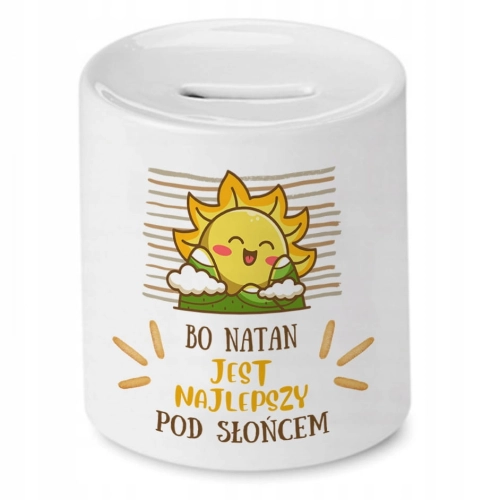 Skarbonka Dla Natana na Urodziny Imieniny Prezent z Nadrukiem ze Zdjęciem