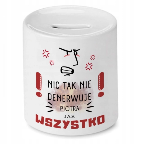 Skarbonka Dla Piotra na Urodziny Imieniny Prezent z Nadrukiem ze Zdjęciem