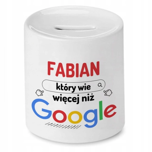 Skarbonka Dla Fabiana na Urodziny na Prezent z Nadrukiem ze Zdjęciem