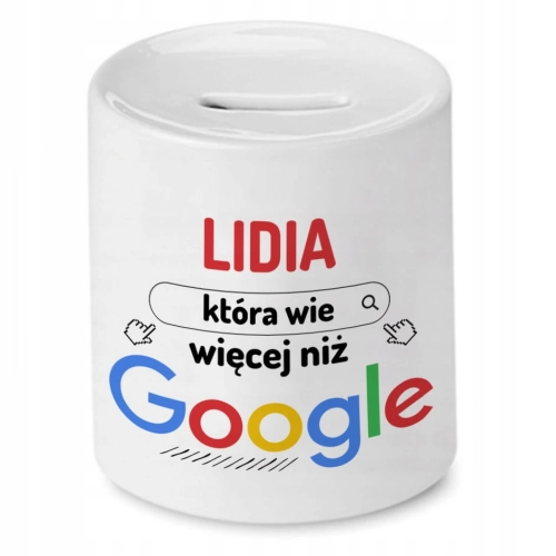Skarbonka Dla Lidii na Urodziny Imieniny Prezent z Nadrukiem ze Zdjęciem