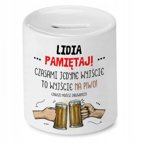 Skarbonka Dla Lidii na Urodziny Imieniny Prezent z Nadrukiem ze Zdjęciem