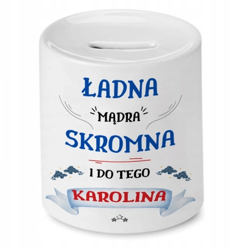 Skarbonka Dla Karoliny na Urodziny na Prezent z Nadrukiem ze Zdjęciem