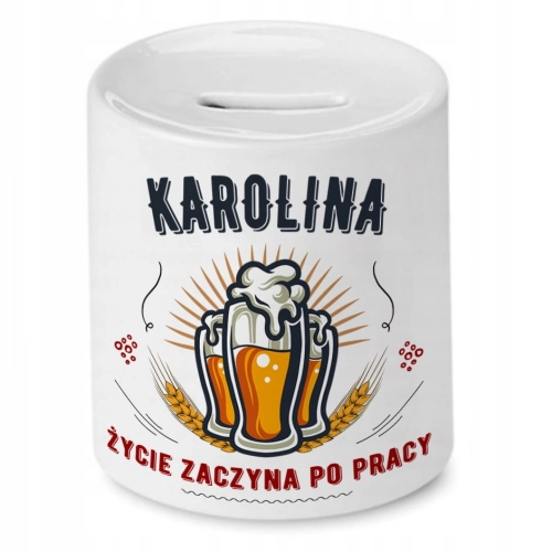 Skarbonka Dla Karoliny na Urodziny na Prezent z Nadrukiem ze Zdjęciem