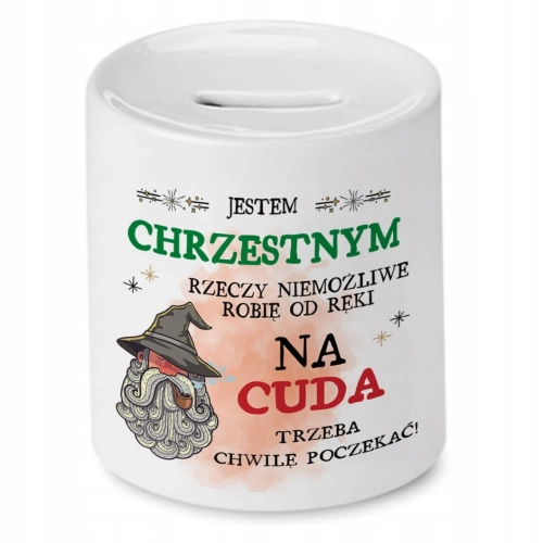 Skarbonka Dla Chrzestnego na Urodziny Prezent z Nadrukiem ze Zdjęciem