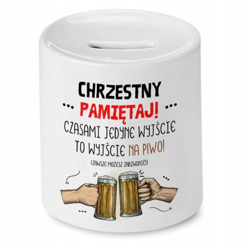 Skarbonka Dla Chrzestnego na Urodziny Prezent z Nadrukiem ze Zdjęciem