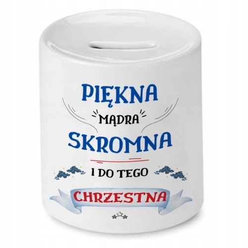 Skarbonka Dla Chrzestnej na Urodziny Prezent z Nadrukiem ze Zdjęciem