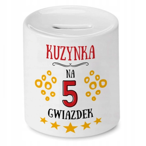Skarbonka Dla Kuzynki na Urodziny na Prezent z Nadrukiem ze Zdjęciem