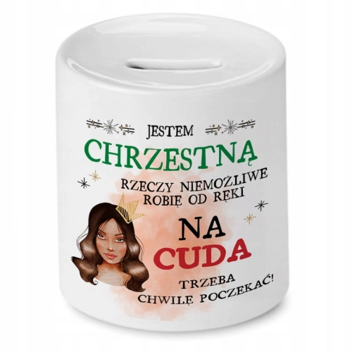 Skarbonka Dla Chrzestnej na Urodziny Prezent z Nadrukiem ze Zdjęciem