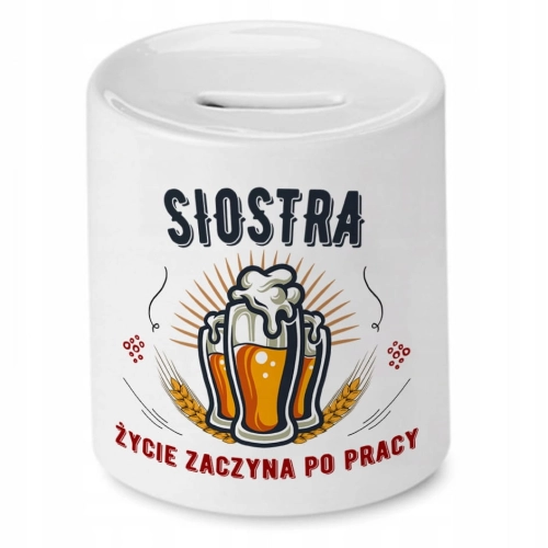 Skarbonka Dla Siostry na Urodziny Imieniny Prezent z Nadrukiem ze Zdjęciem