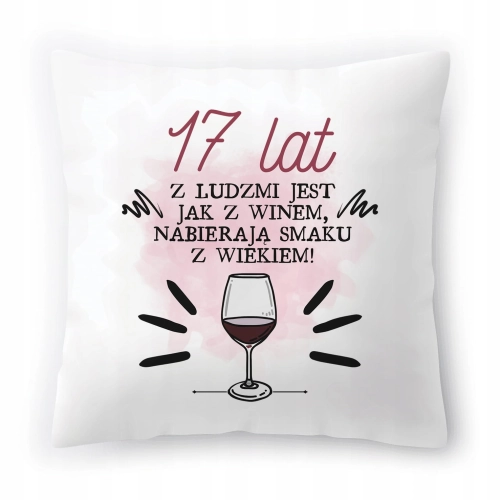 Poduszka na Urodziny 17 17te 17-te na Prezent z Nadrukiem ze Zdjęciem