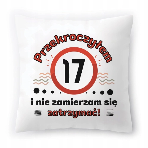 Poduszka na Urodziny 17 17te 17-te na Prezent z Nadrukiem ze Zdjęciem