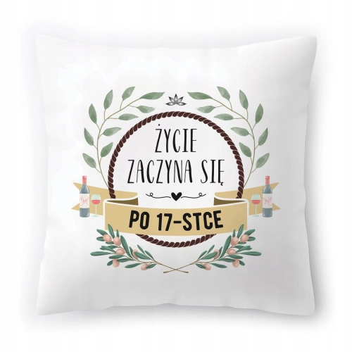 Poduszka na Urodziny 17 17te 17-te na Prezent z Nadrukiem ze Zdjęciem