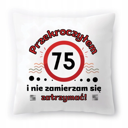 Poduszka na Urodziny 75 75te 75-te na Prezent z Nadrukiem ze Zdjęciem