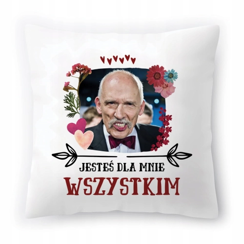 Poduszka Korwin Janusz Korwin Mikke Wolność z Nadrukiem ze Zdjęciem