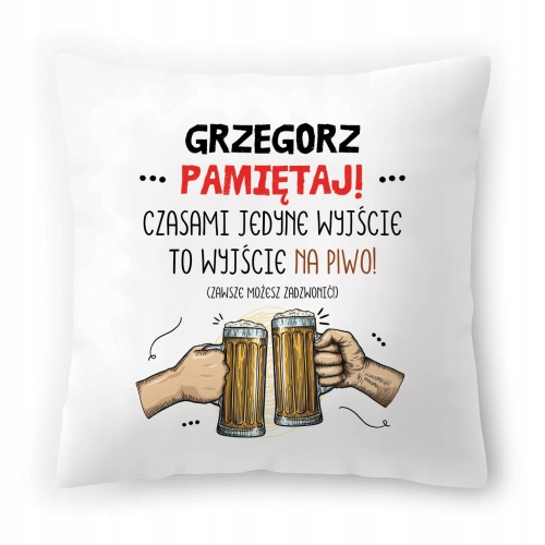 Poduszka Dla Grzegorza na Urodziny na Prezent z Nadrukiem ze Zdjęciem