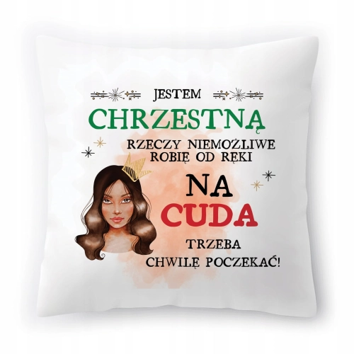Poduszka Dla Chrzestnej Urodziny Prezent z Nadrukiem ze Zdjęciem