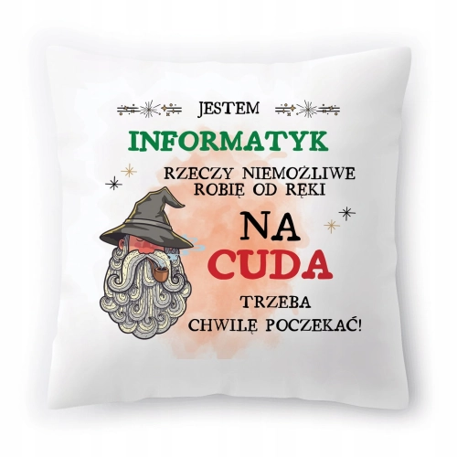 Poduszka Dla Informatyka na Urodziny na Prezent z Nadrukiem ze Zdjęciem