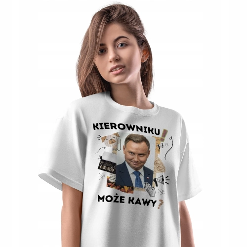 T-Shirt Damski Andrzej Duda PiS Koszulka Prezent z Nadrukiem ze Zdjęciem