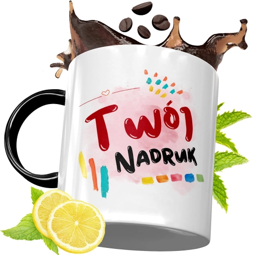 Spersonalizowany czarny kubek  z Twoim własnym nadrukiem, zdjęciem, logo!