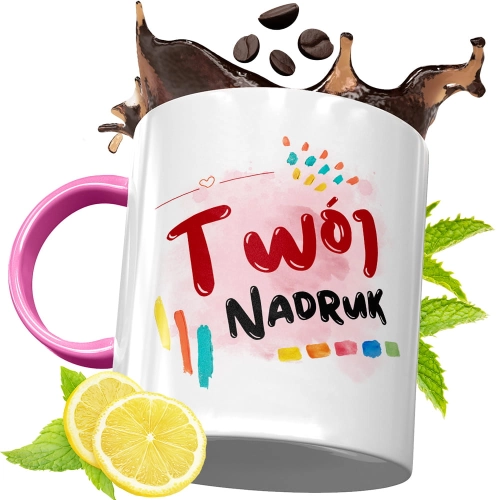 Spersonalizowany różowy kubek  z Twoim własnym nadrukiem, zdjęciem, logo!