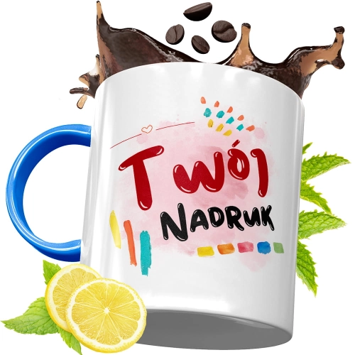 Spersonalizowany błękitny kubek  z Twoim własnym nadrukiem, zdjęciem, logo! 